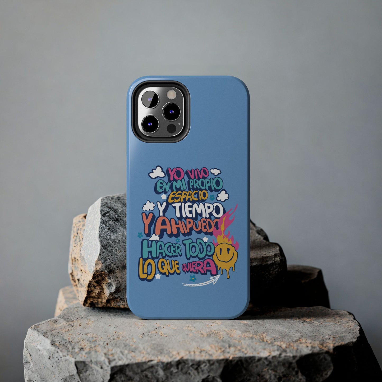 Funda para teléfono "Yo vivo en propio espacio y tiempo" - Celeste