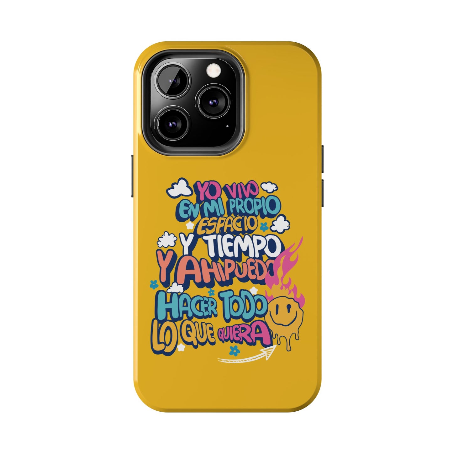 Funda para teléfono "Yo vivo en propio espacio y tiempo" - Amarillo
