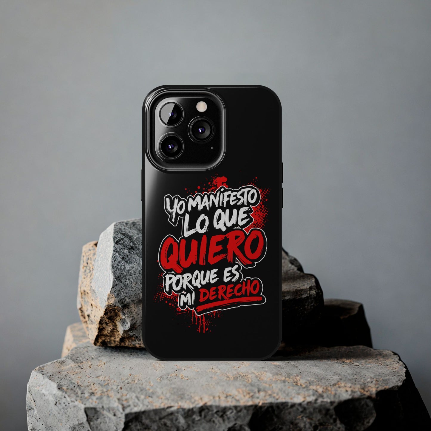 Funda para teléfono "Yo manifiesto lo que quiero" - Negro