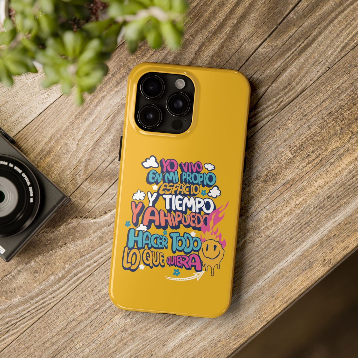Funda para teléfono "Yo vivo en propio espacio y tiempo" - Amarillo