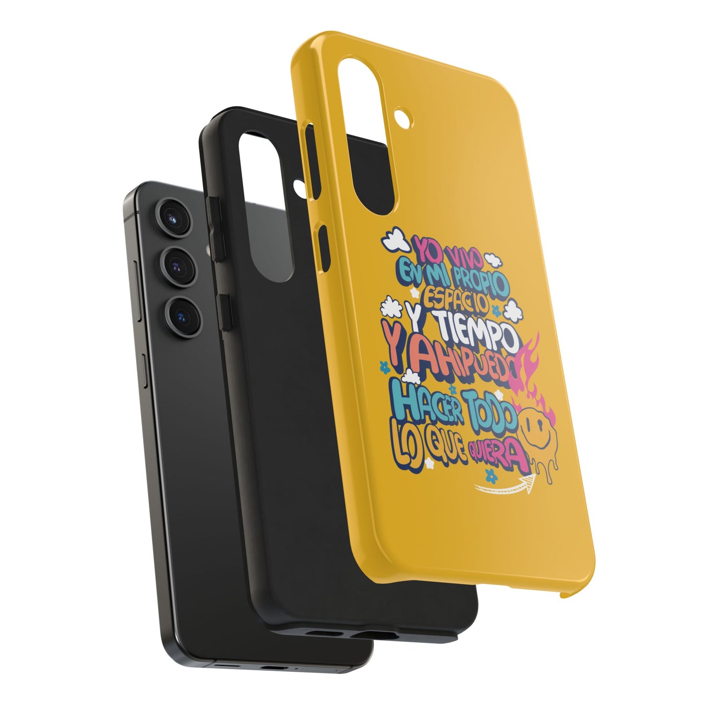 Funda para teléfono "Yo vivo en propio espacio y tiempo" - Amarillo