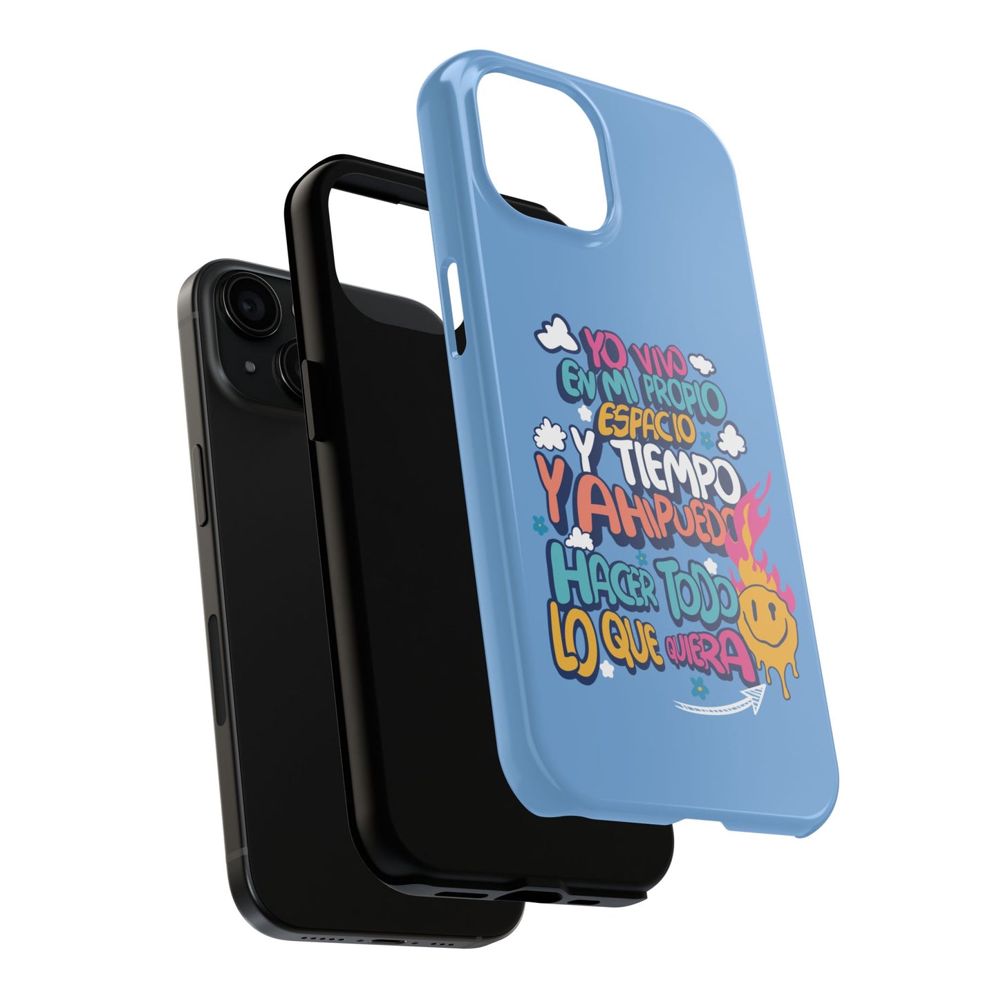 Funda para teléfono "Yo vivo en propio espacio y tiempo" - Celeste