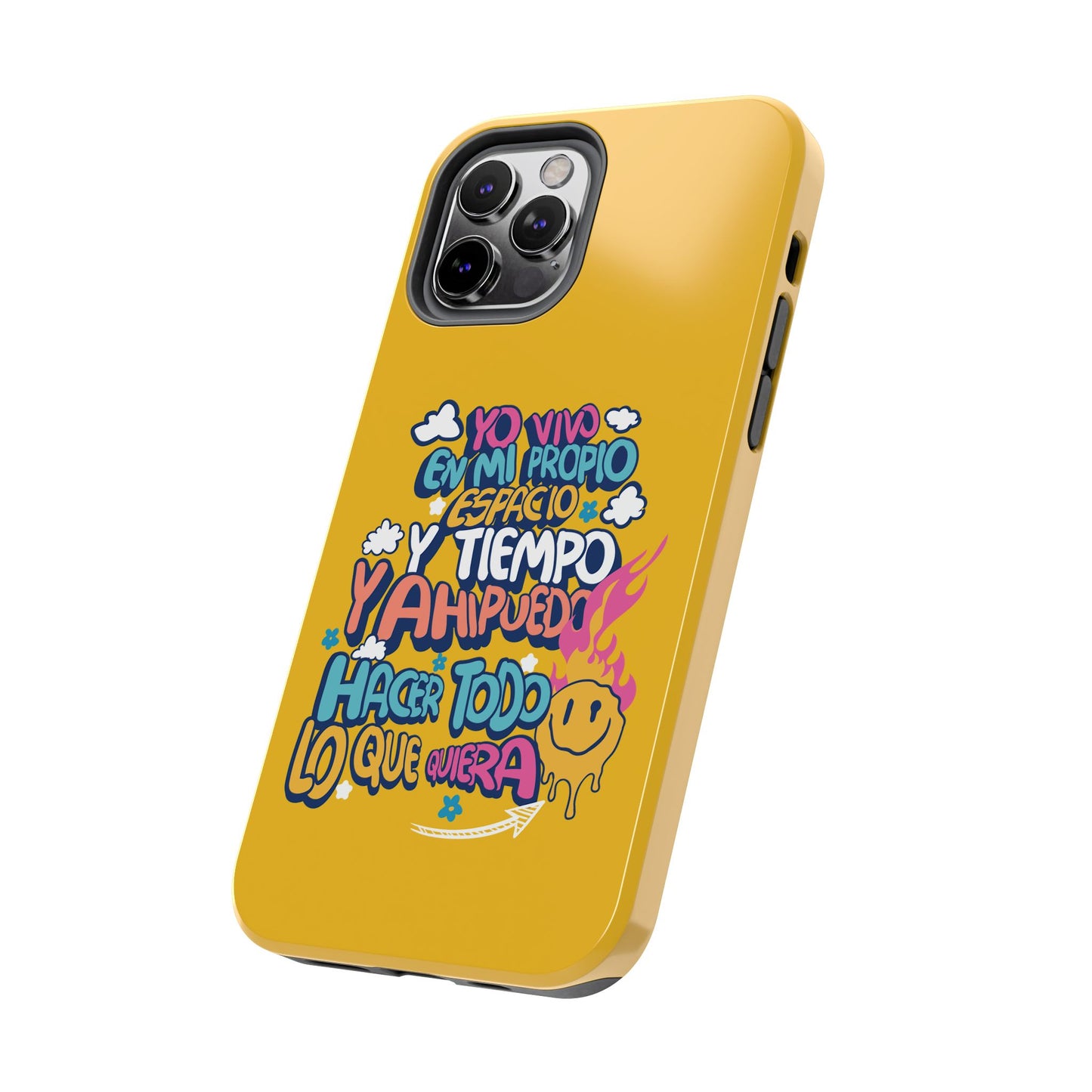 Funda para teléfono "Yo vivo en propio espacio y tiempo" - Amarillo
