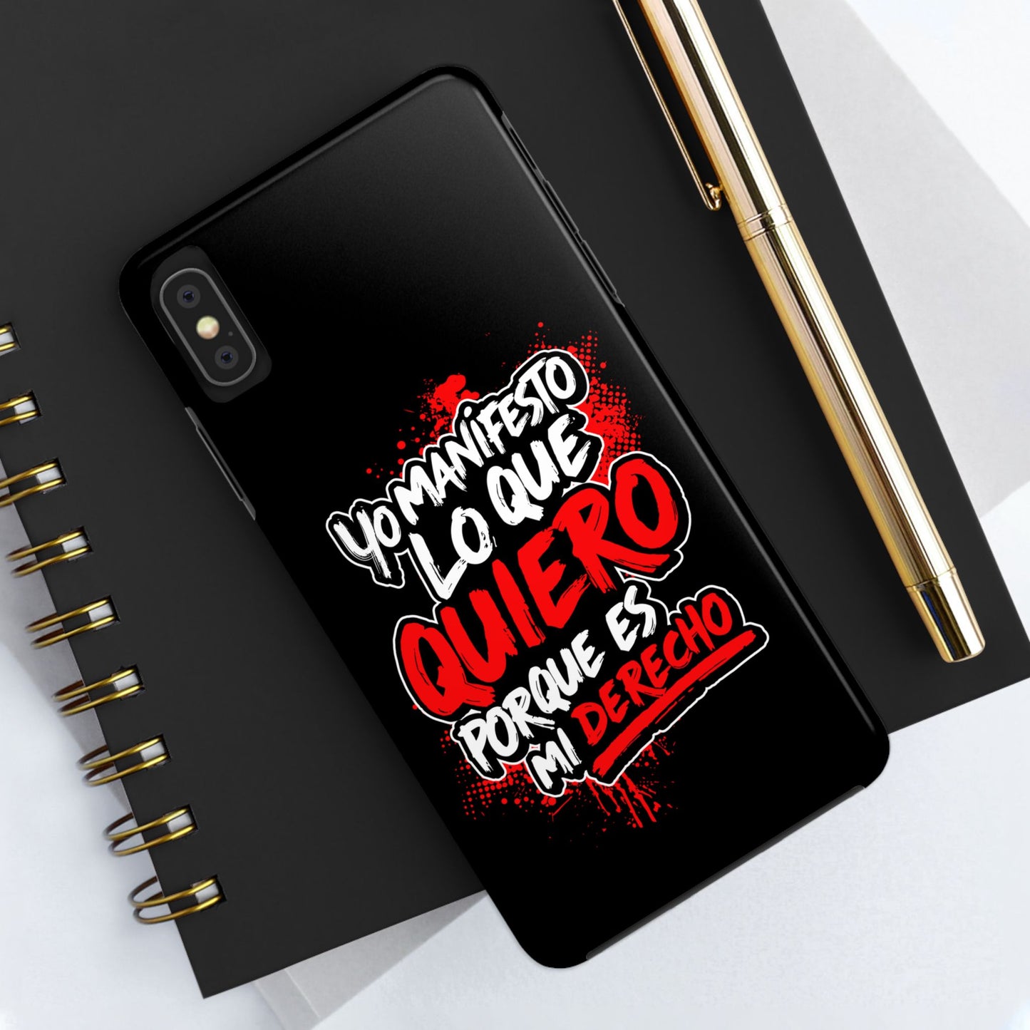 Funda para teléfono "Yo manifiesto lo que quiero" - Negro