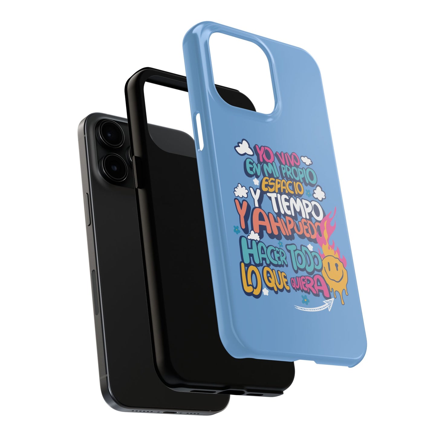 Funda para teléfono "Yo vivo en propio espacio y tiempo" - Celeste