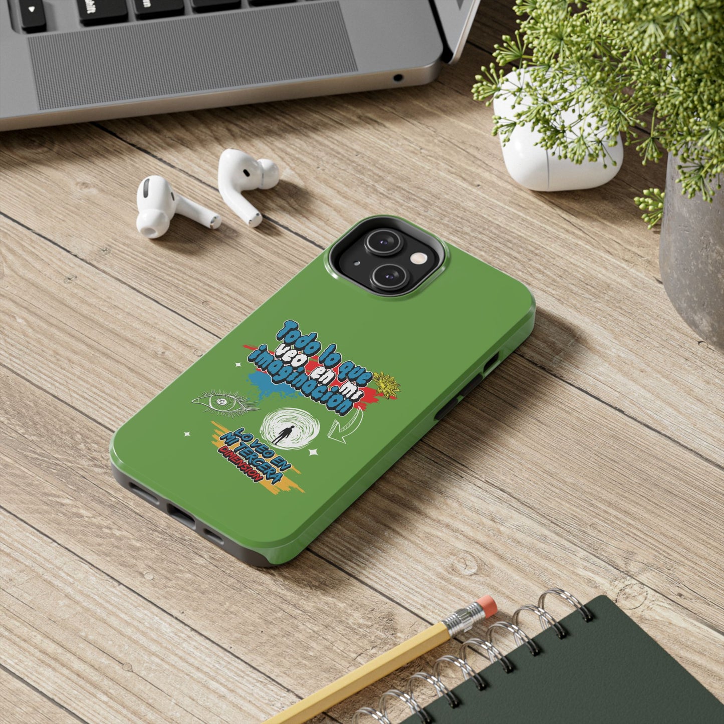 Funda para teléfono "Todo lo que veo en mi imaginación" - Verde