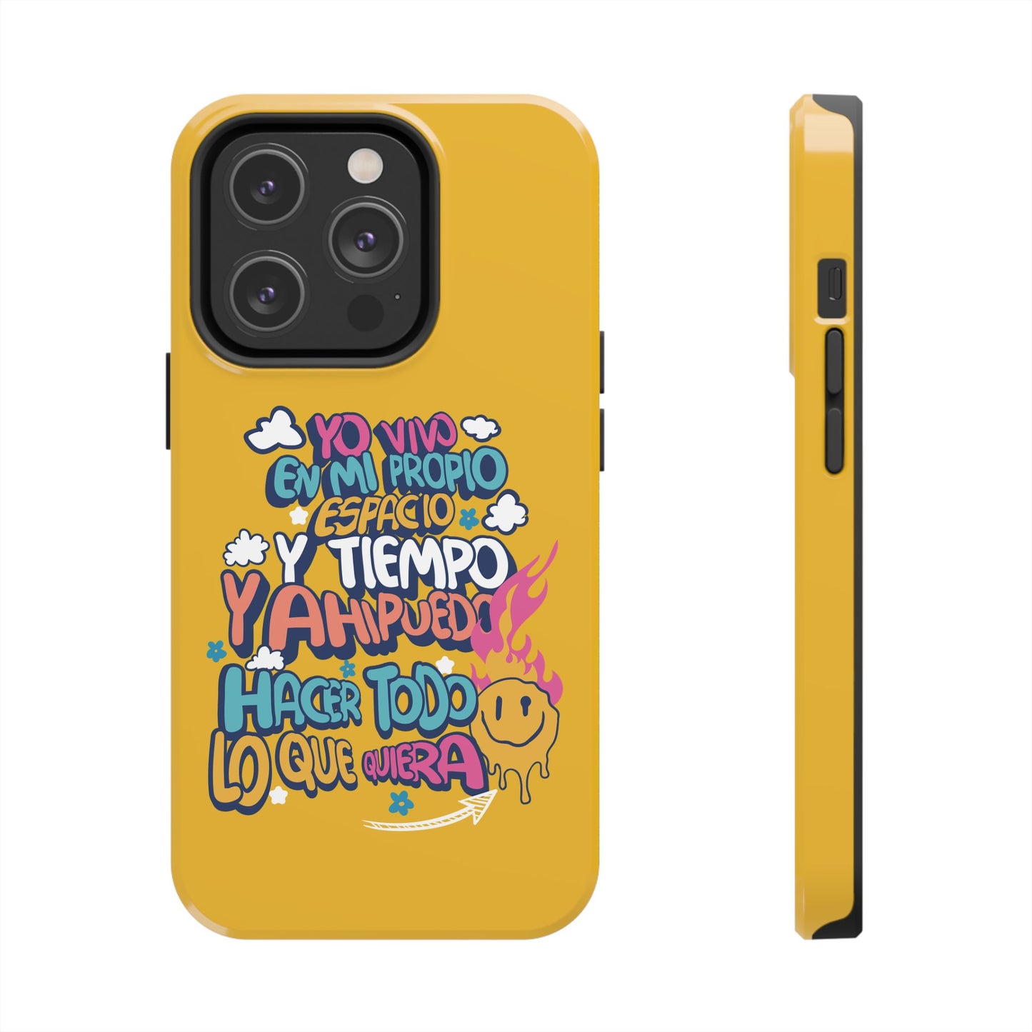 Funda para teléfono "Yo vivo en propio espacio y tiempo" - Amarillo