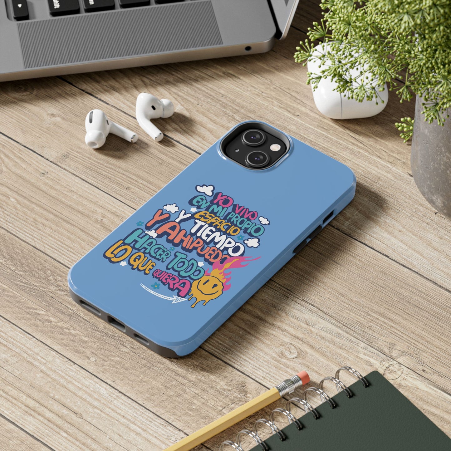 Funda para teléfono "Yo vivo en propio espacio y tiempo" - Celeste