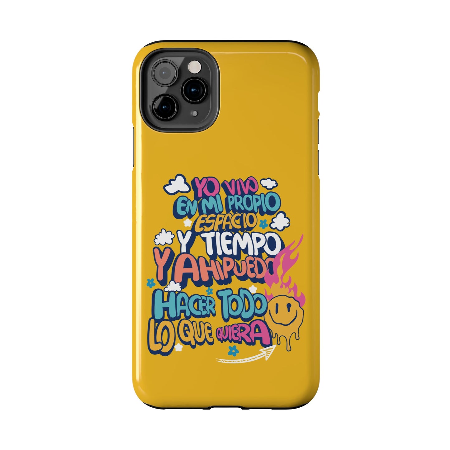 Funda para teléfono "Yo vivo en propio espacio y tiempo" - Amarillo