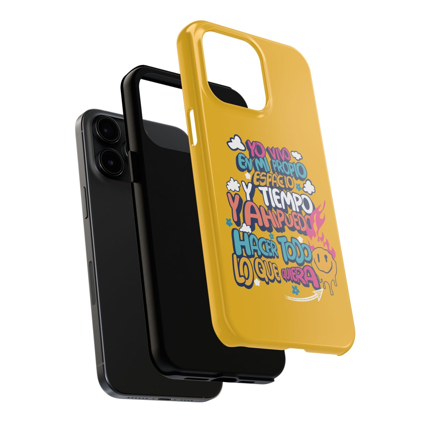 Funda para teléfono "Yo vivo en propio espacio y tiempo" - Amarillo