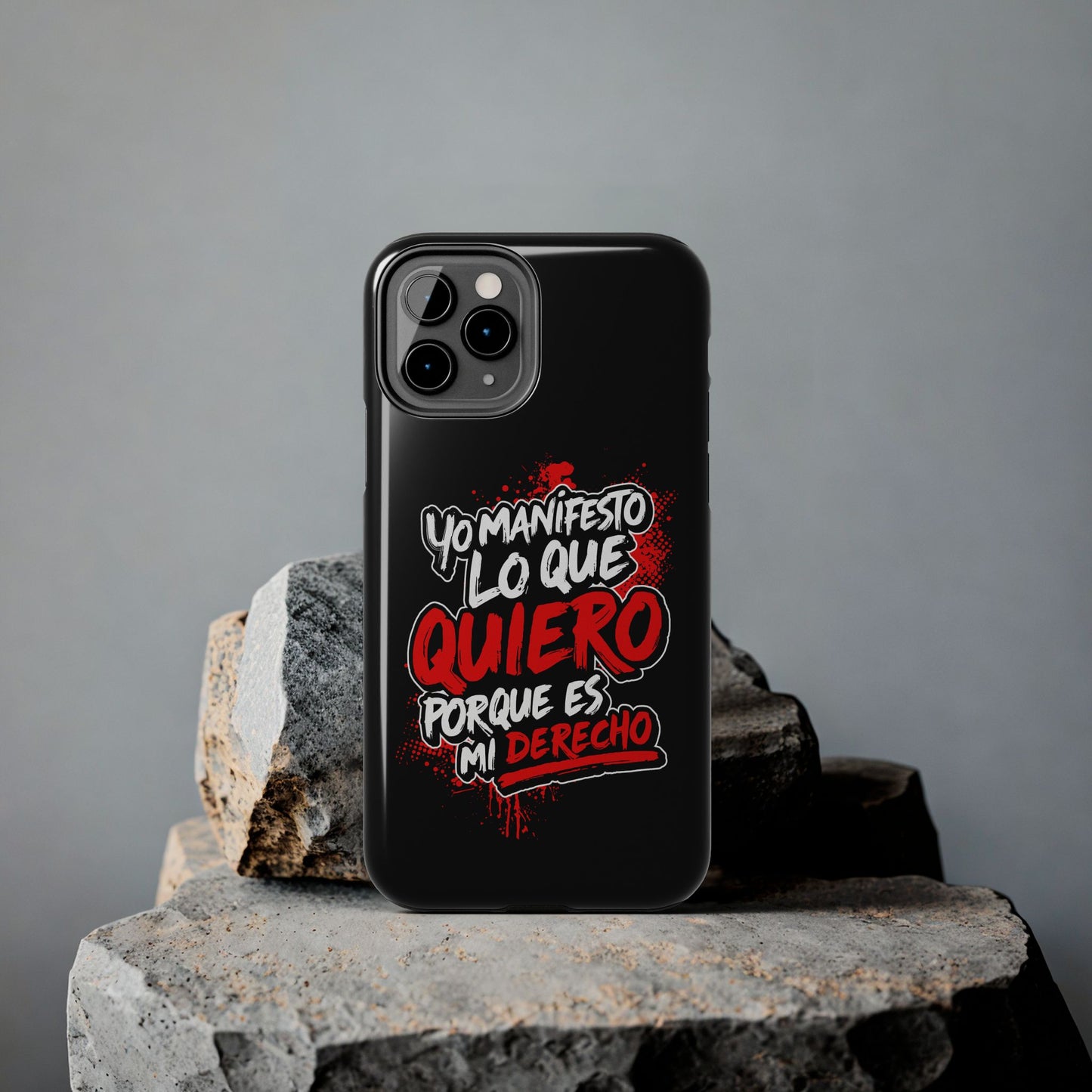Funda para teléfono "Yo manifiesto lo que quiero" - Negro