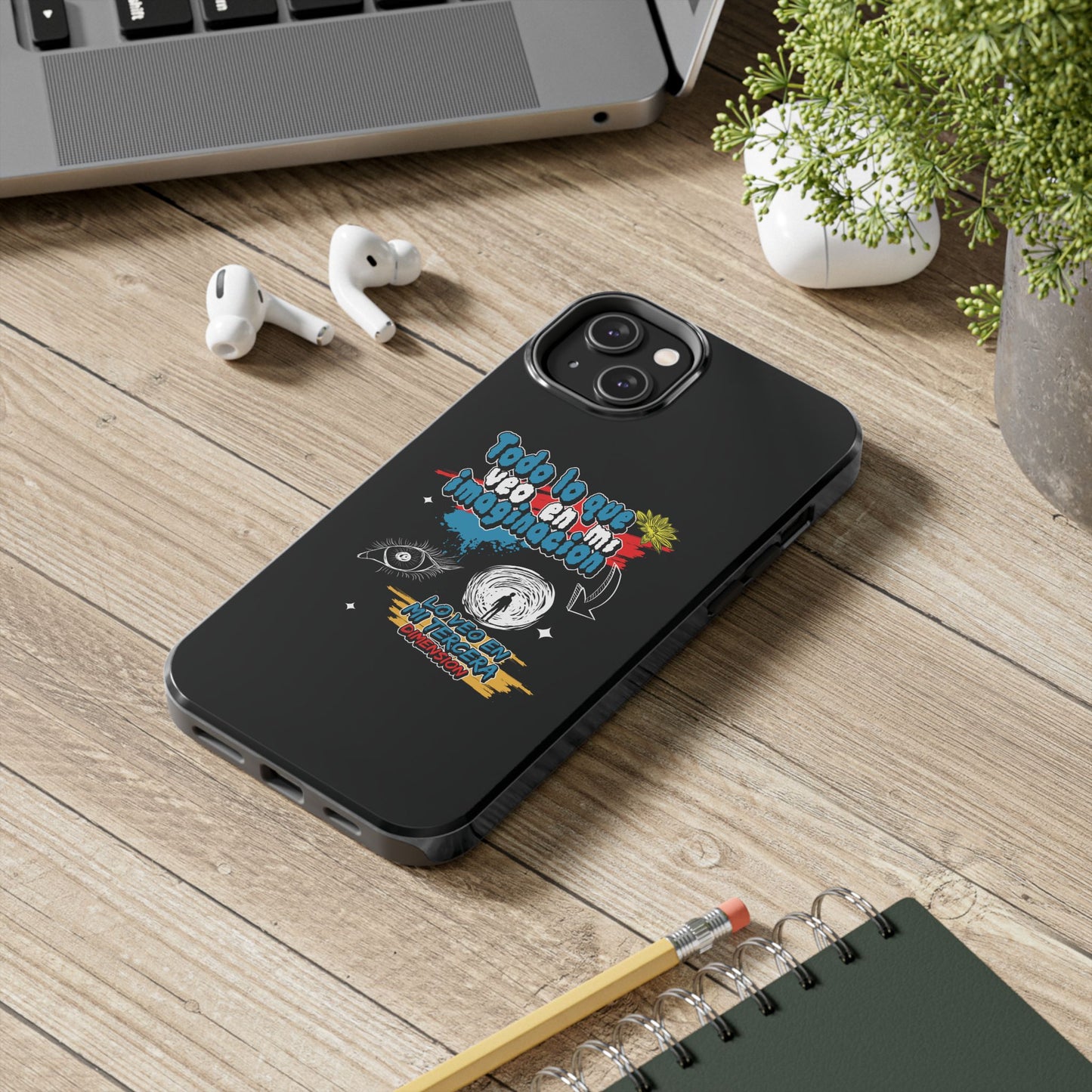 Funda para teléfono "Todo lo que veo en mi imaginación" - Negro
