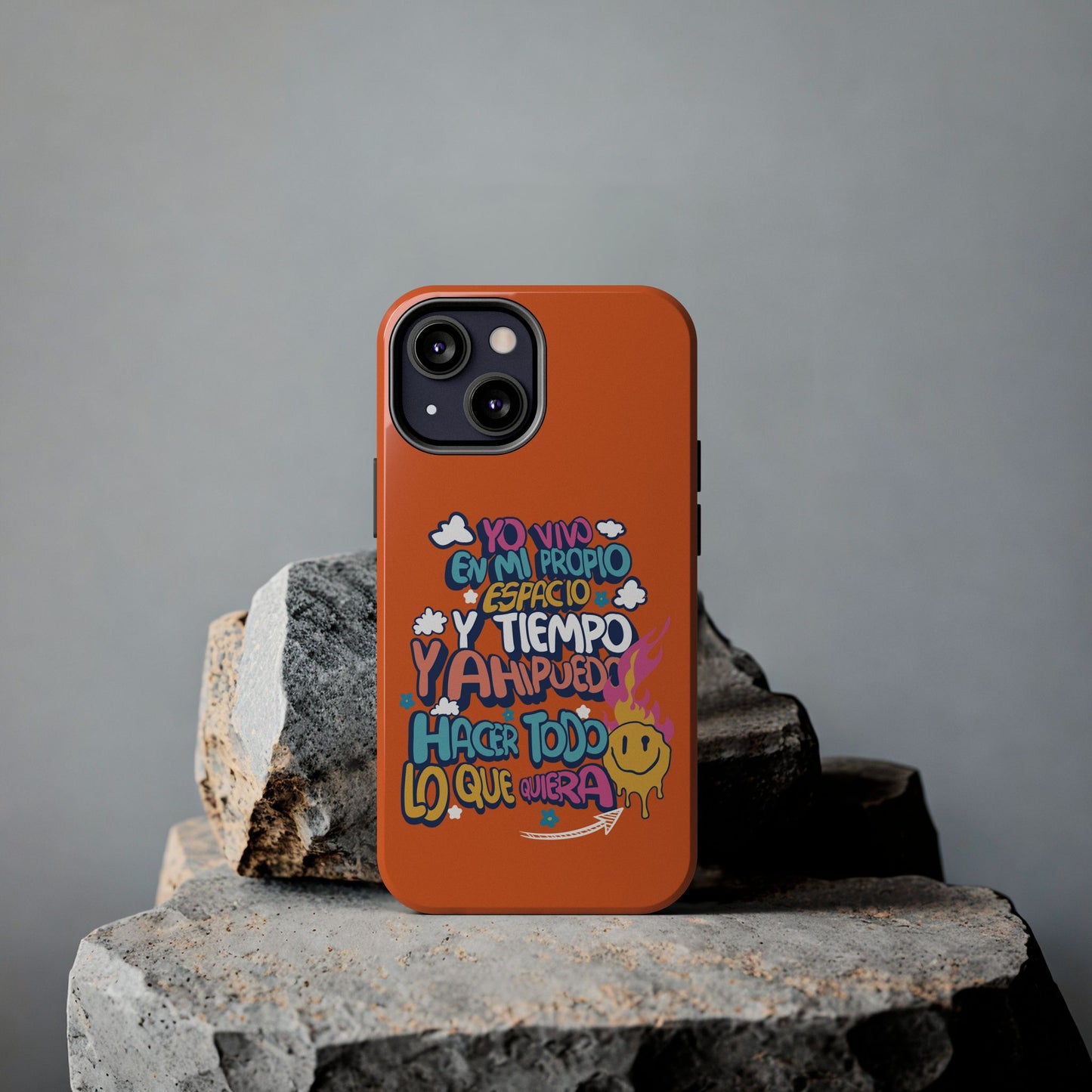 Funda para teléfono "Yo vivo en propio espacio y tiempo" - Naranja