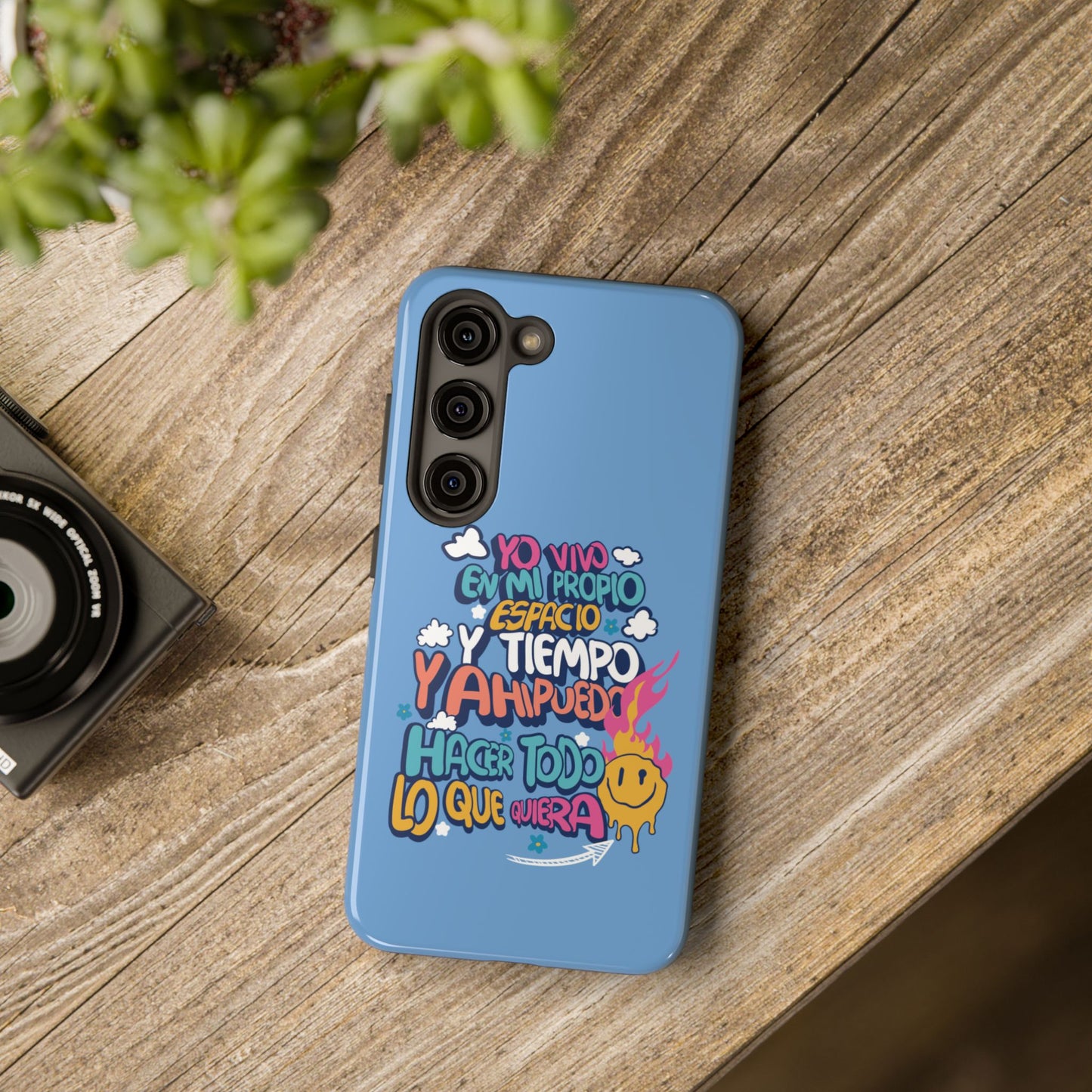 Funda para teléfono "Yo vivo en propio espacio y tiempo" - Celeste