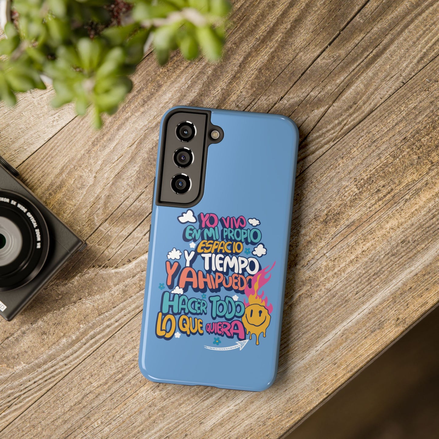 Funda para teléfono "Yo vivo en propio espacio y tiempo" - Celeste