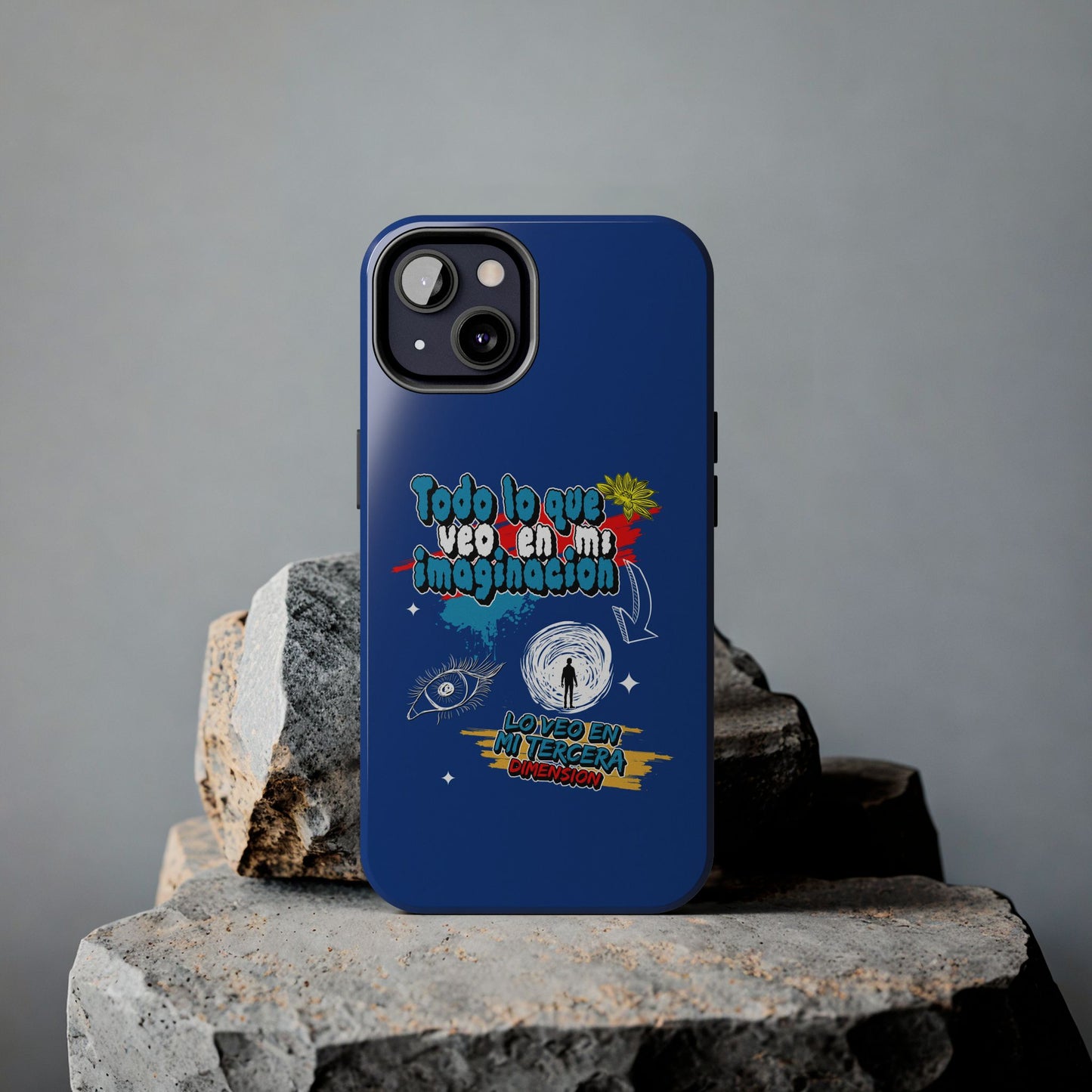 Funda para teléfono "Todo lo que veo en mi imaginación" - Azul