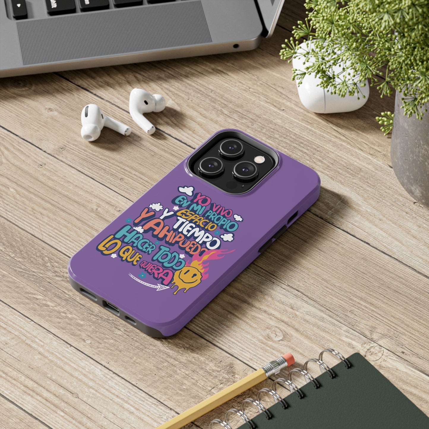 Funda para teléfono "Yo vivo en propio espacio y tiempo" - Lila