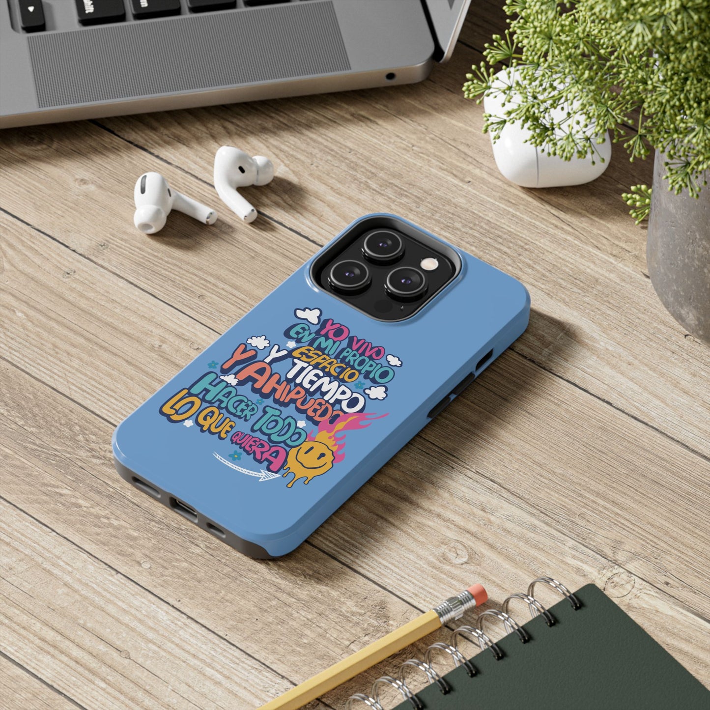 Funda para teléfono "Yo vivo en propio espacio y tiempo" - Celeste