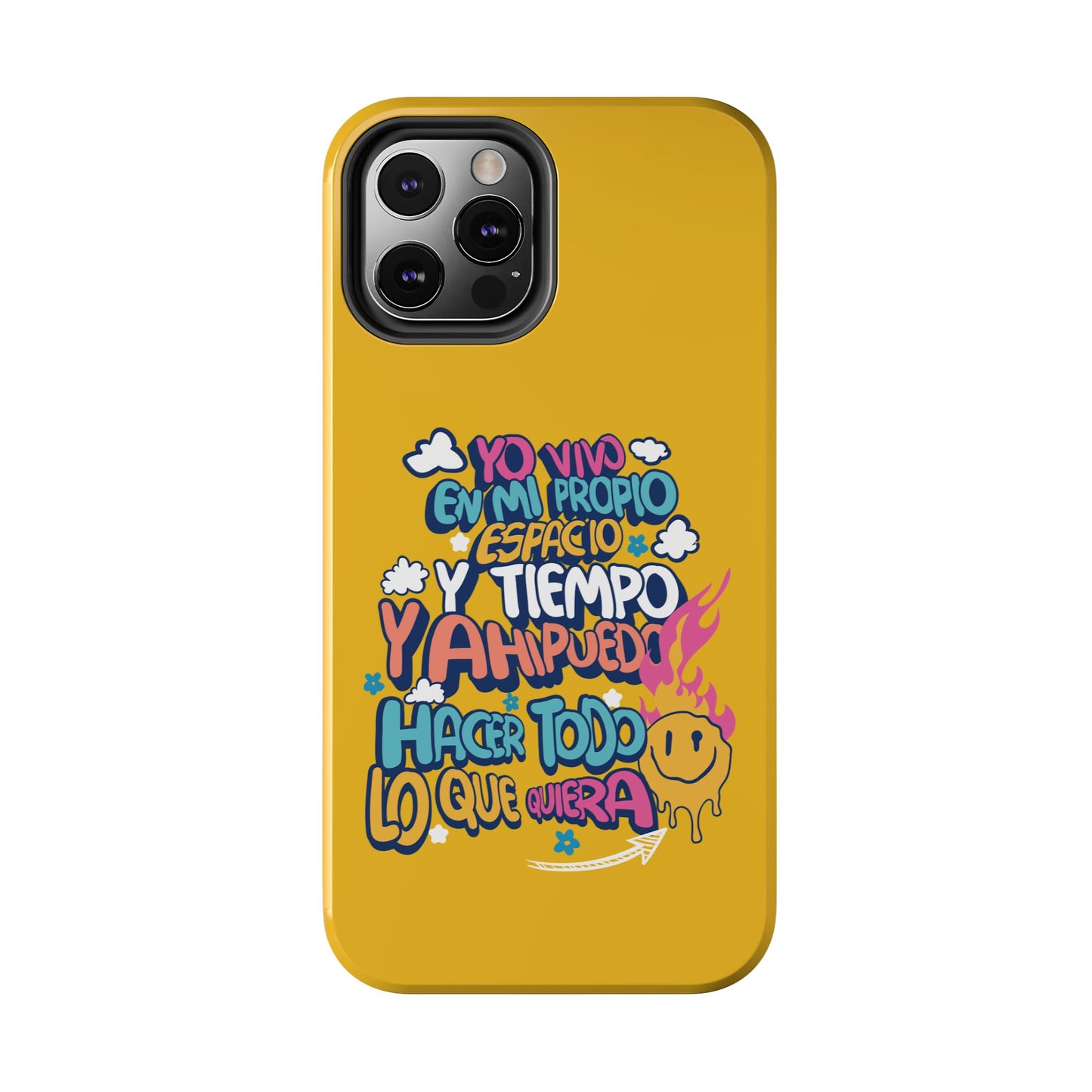 Funda para teléfono "Yo vivo en propio espacio y tiempo" - Amarillo