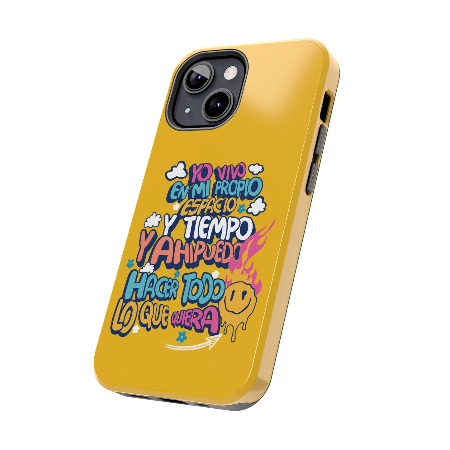 Funda para teléfono "Yo vivo en propio espacio y tiempo" - Amarillo