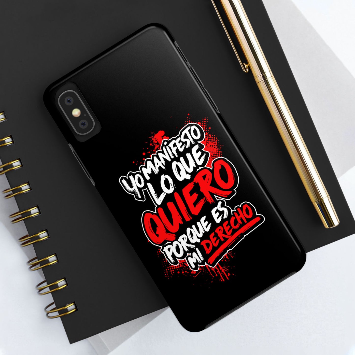 Funda para teléfono "Yo manifiesto lo que quiero" - Negro