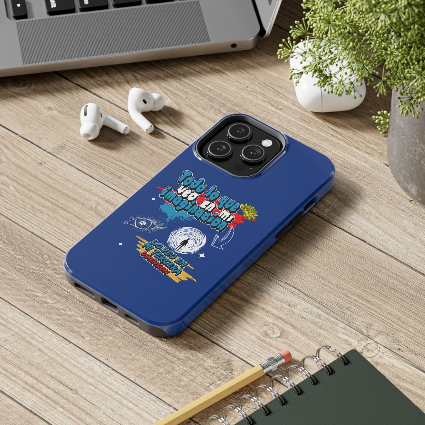 Funda para teléfono "Todo lo que veo en mi imaginación" - Azul