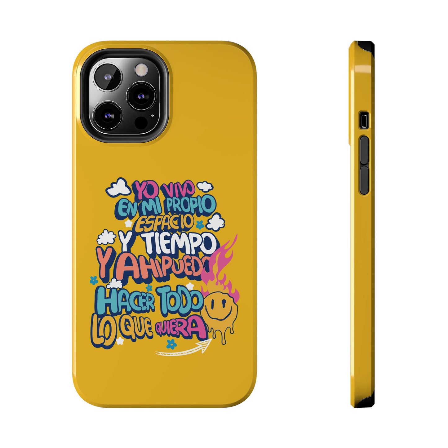 Funda para teléfono "Yo vivo en propio espacio y tiempo" - Amarillo