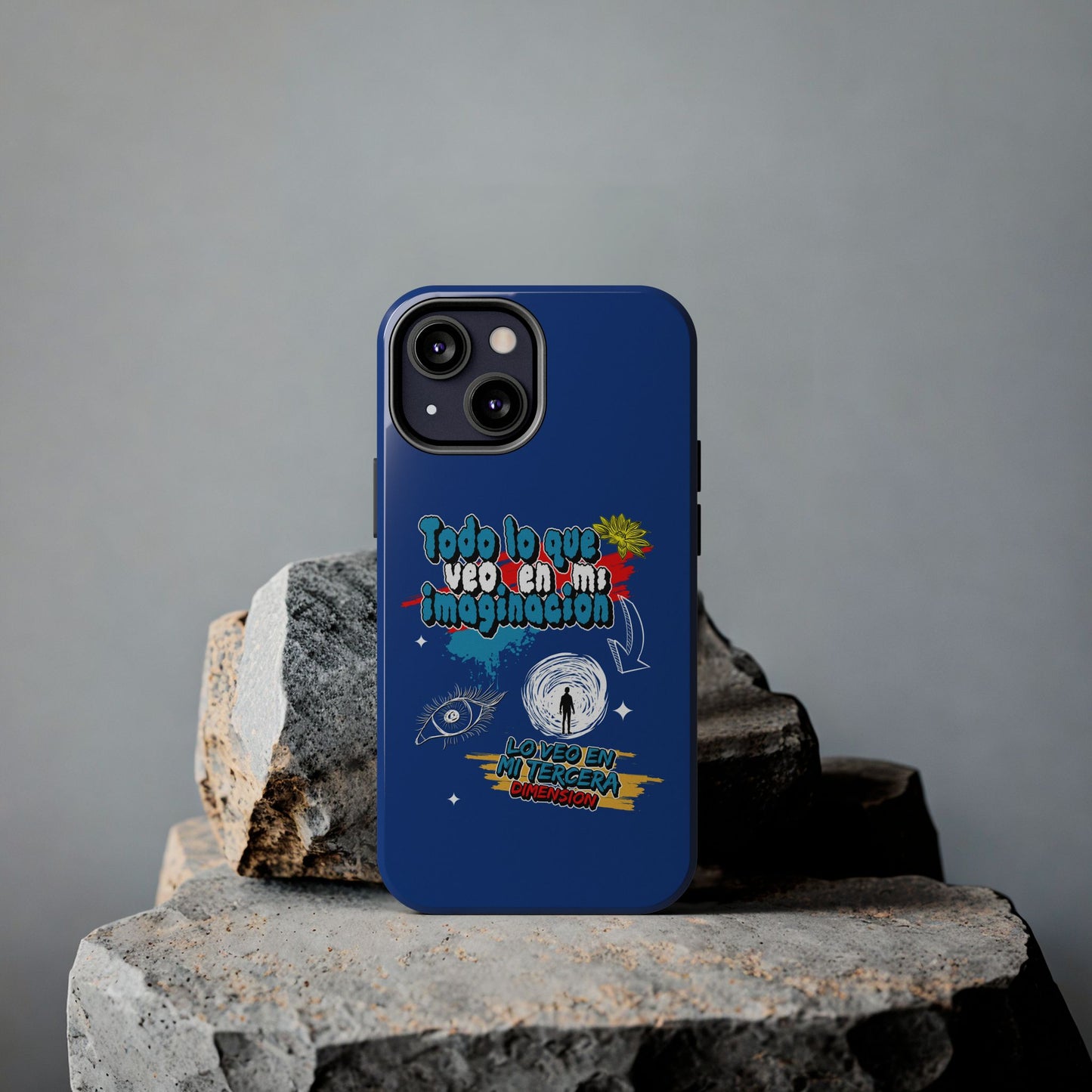 Funda para teléfono "Todo lo que veo en mi imaginación" - Azul