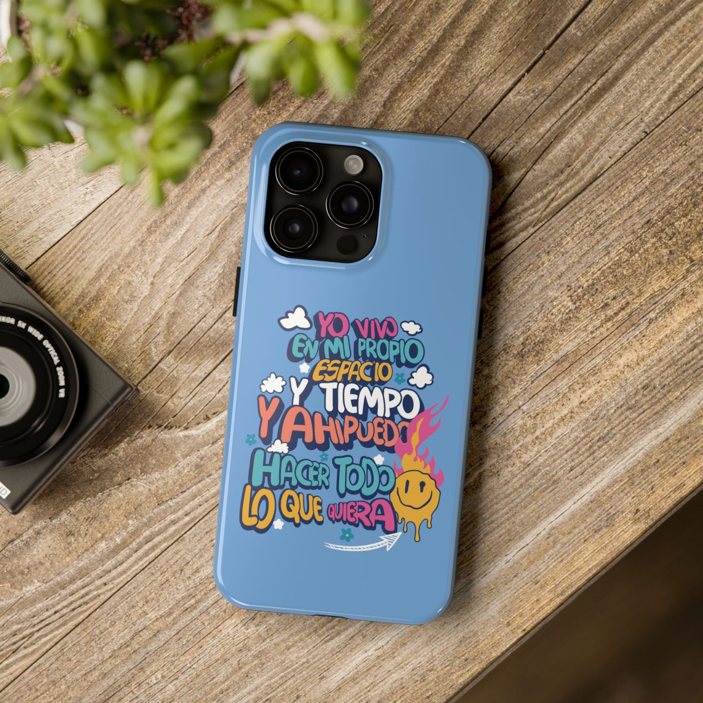 Funda para teléfono "Yo vivo en propio espacio y tiempo" - Celeste