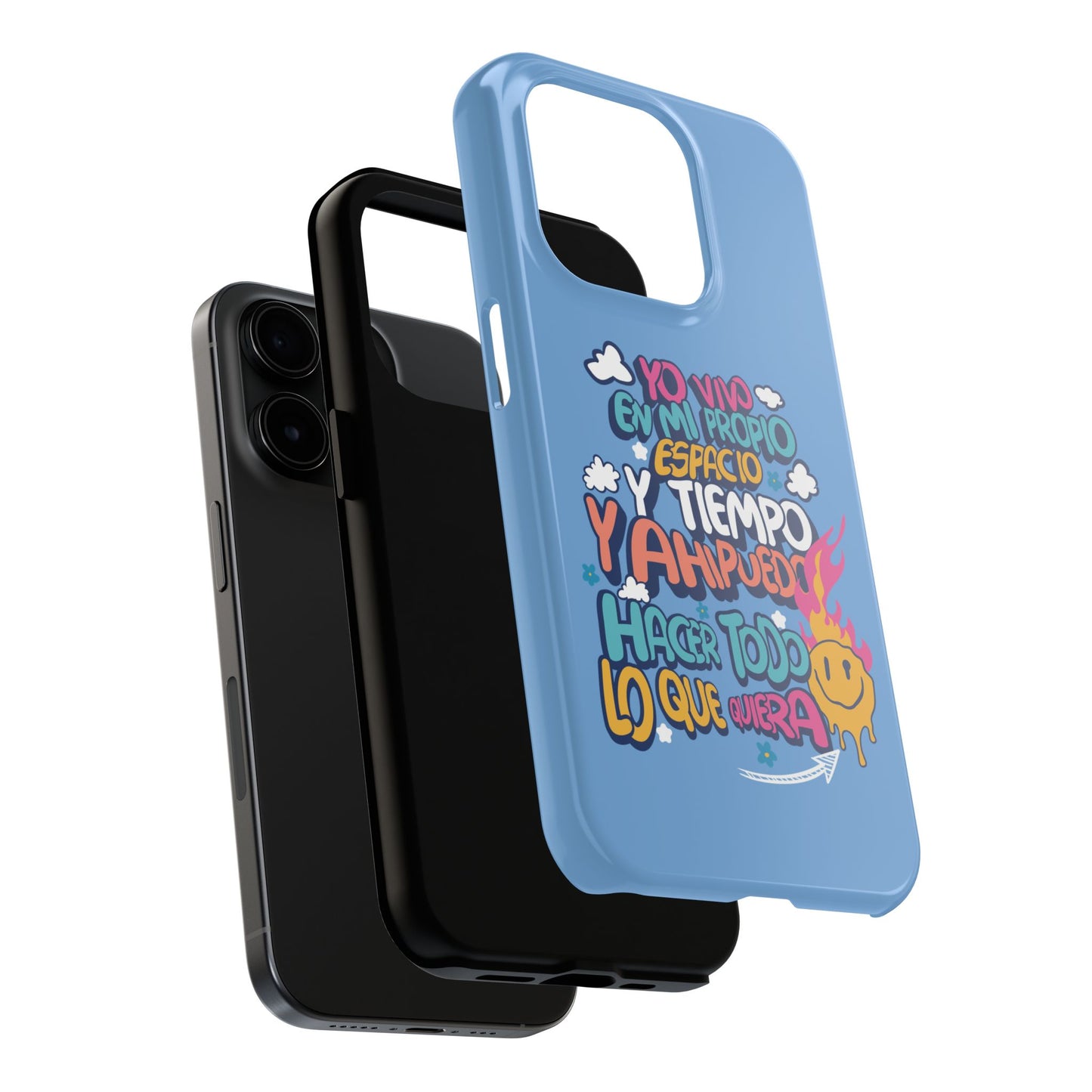 Funda para teléfono "Yo vivo en propio espacio y tiempo" - Celeste