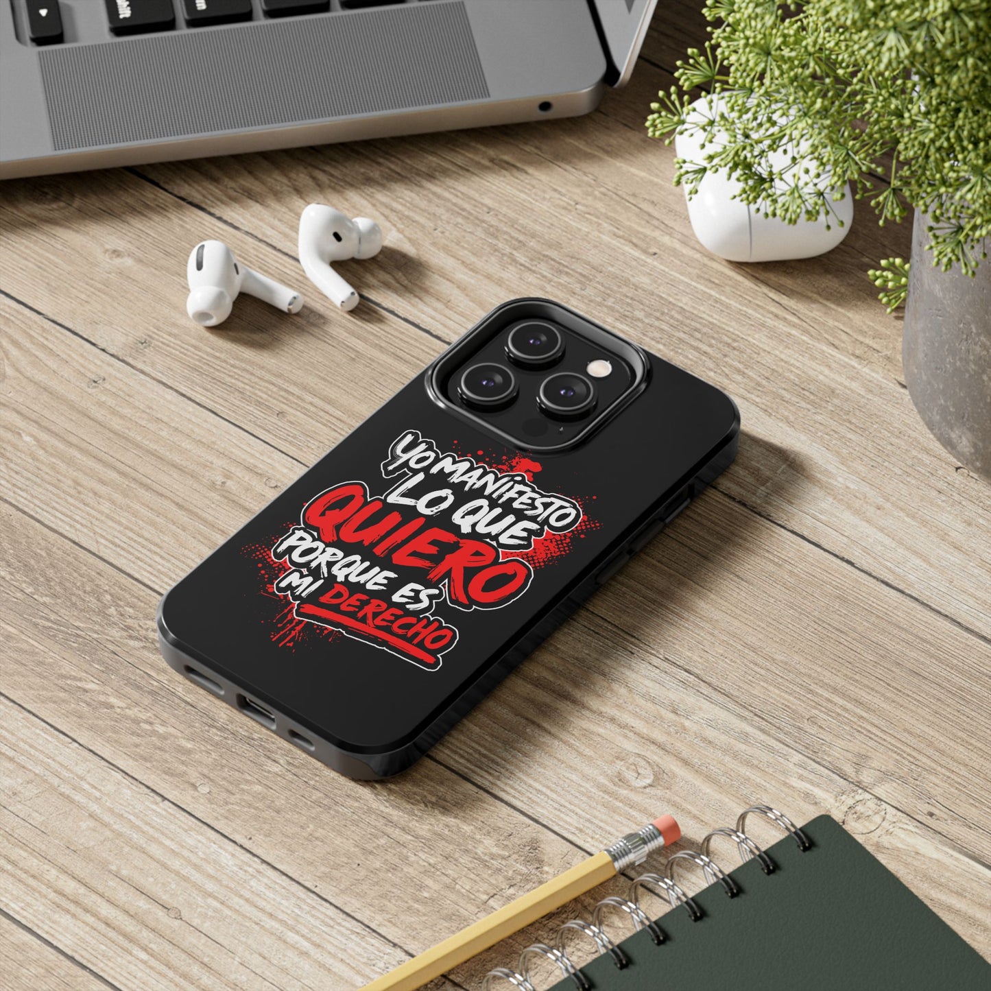 Funda para teléfono "Yo manifiesto lo que quiero" - Negro
