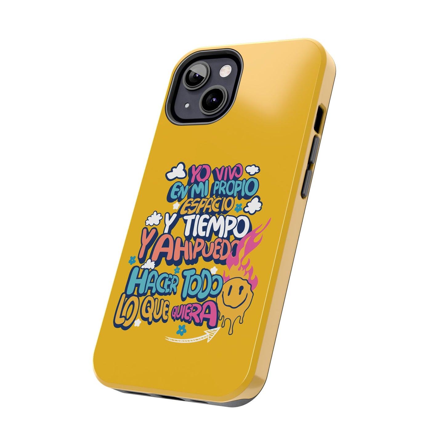 Funda para teléfono "Yo vivo en propio espacio y tiempo" - Amarillo