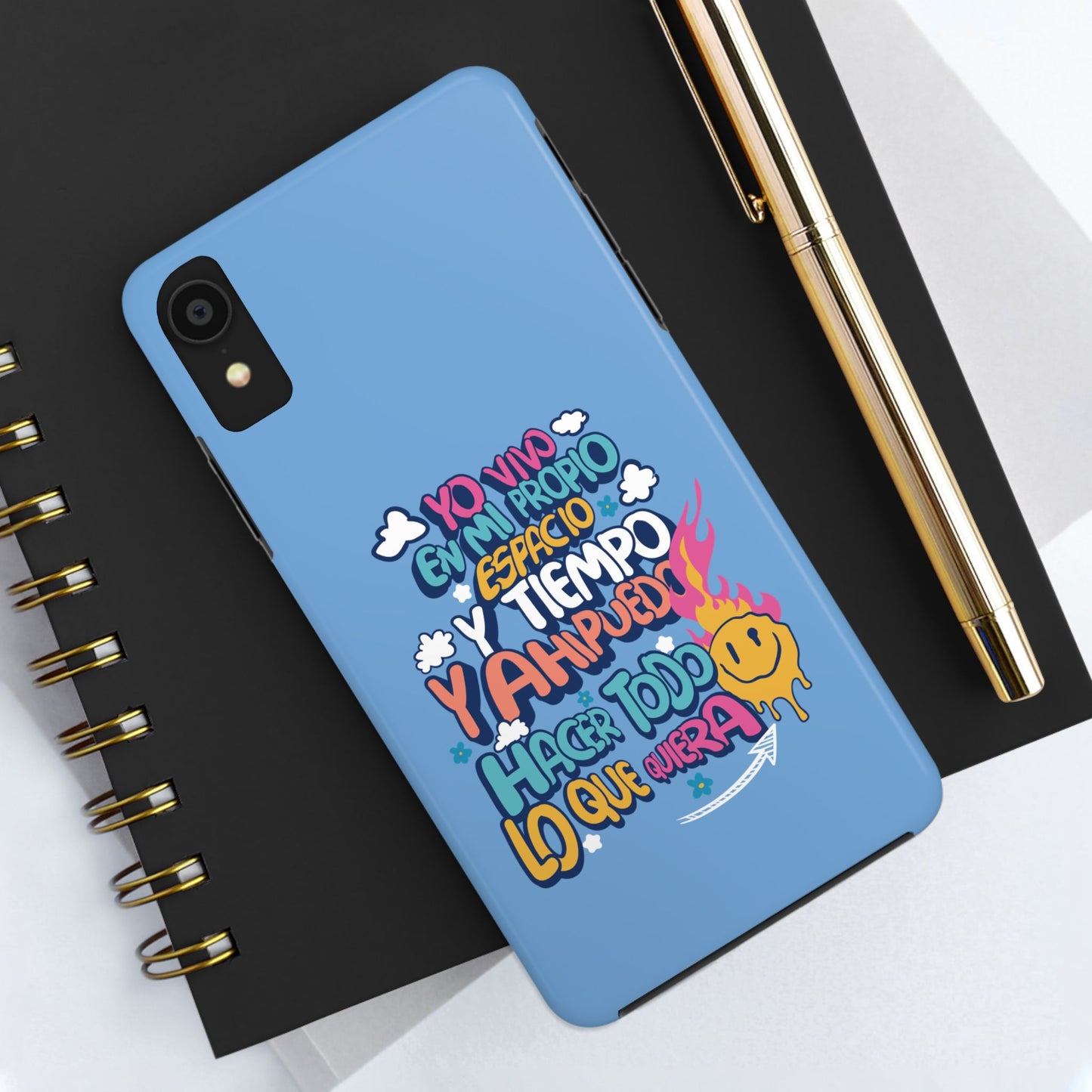 Funda para teléfono "Yo vivo en propio espacio y tiempo" - Celeste