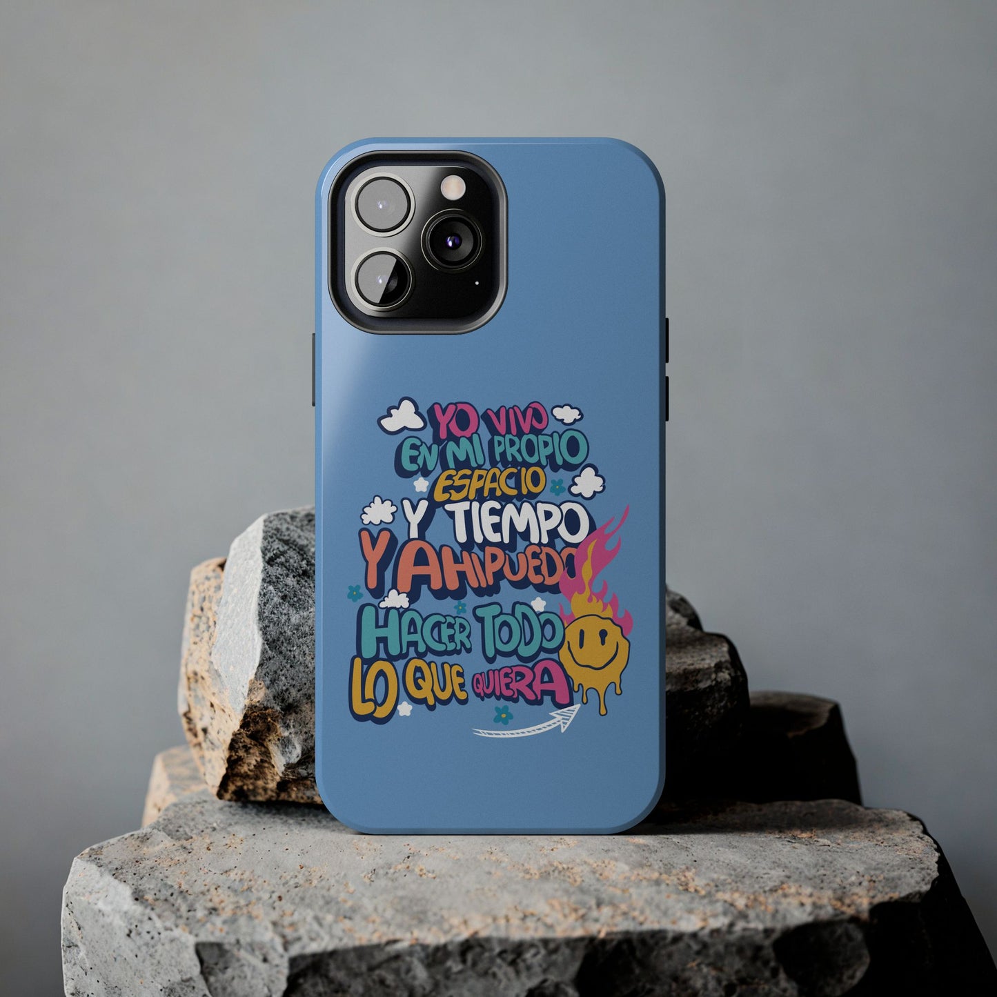 Funda para teléfono "Yo vivo en propio espacio y tiempo" - Celeste