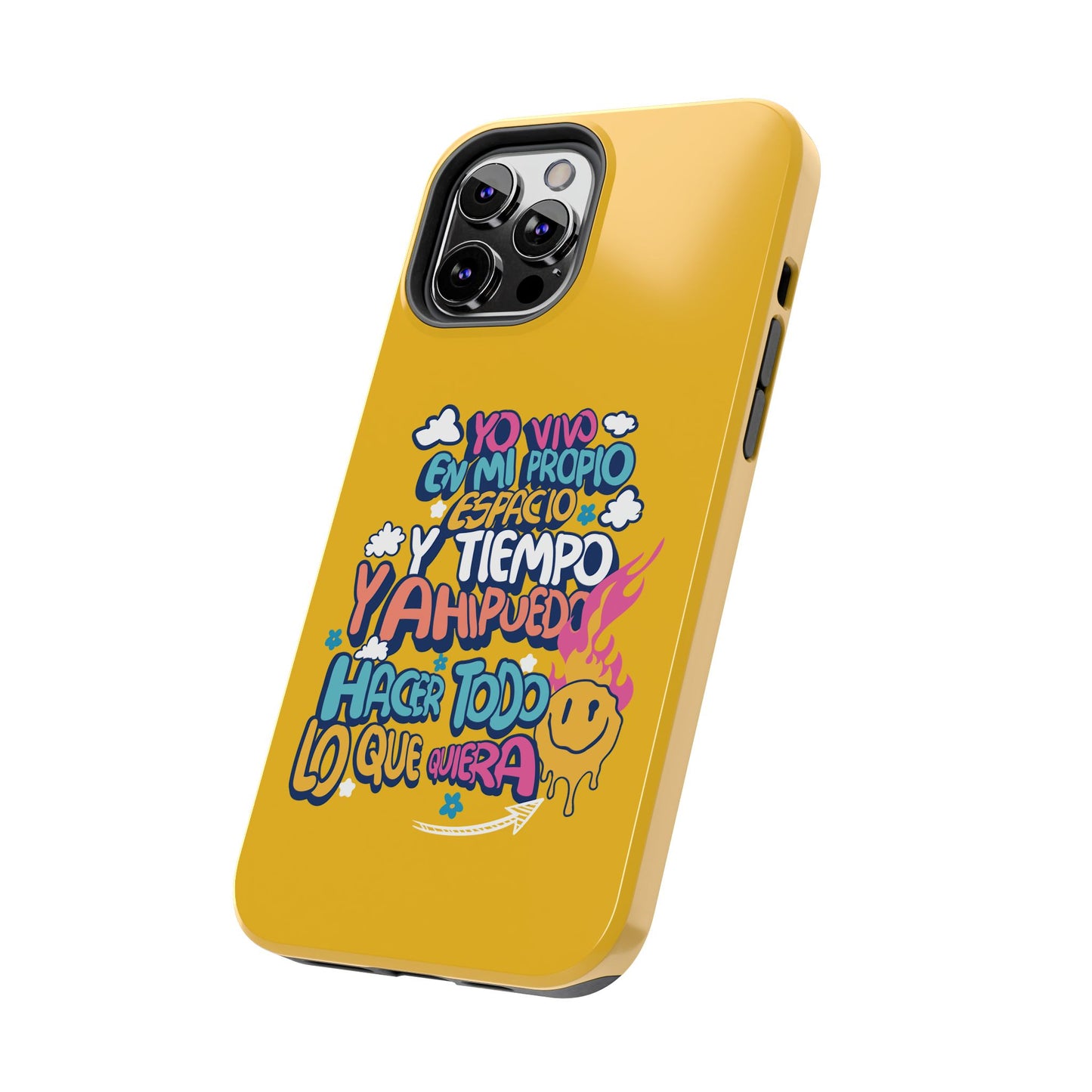 Funda para teléfono "Yo vivo en propio espacio y tiempo" - Amarillo