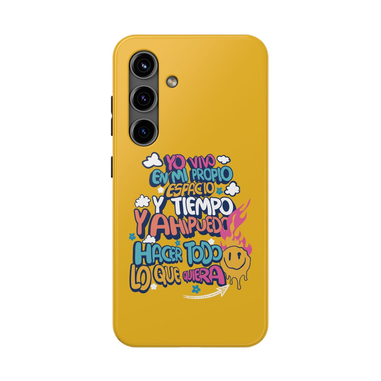 Funda para teléfono "Yo vivo en propio espacio y tiempo" - Amarillo