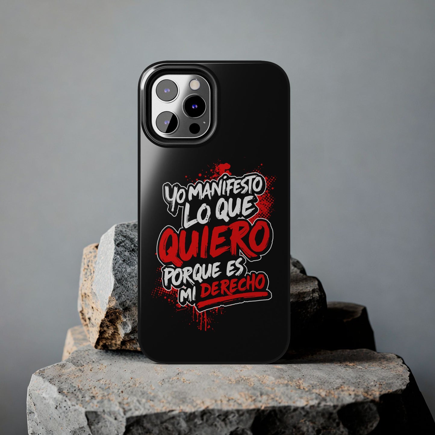 Funda para teléfono "Yo manifiesto lo que quiero" - Negro