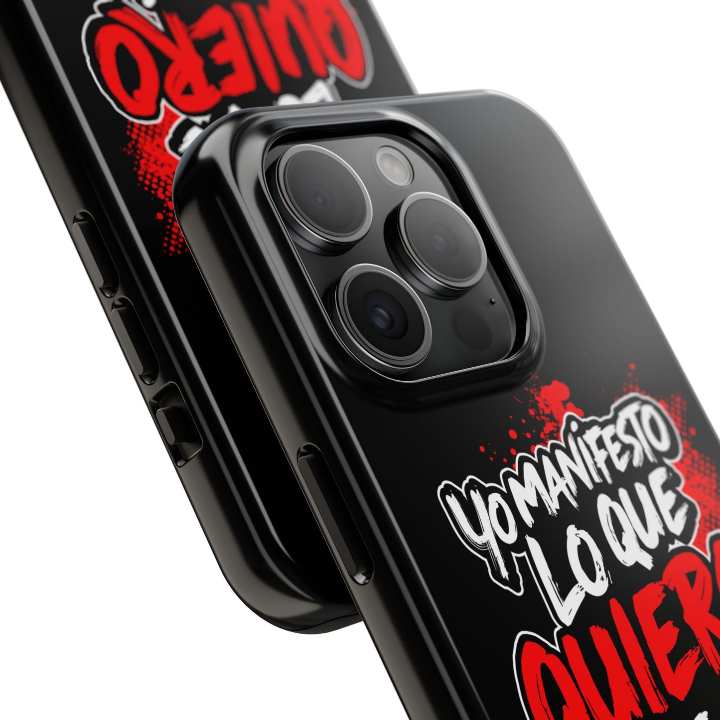 Funda para teléfono "Yo manifiesto lo que quiero" - Negro