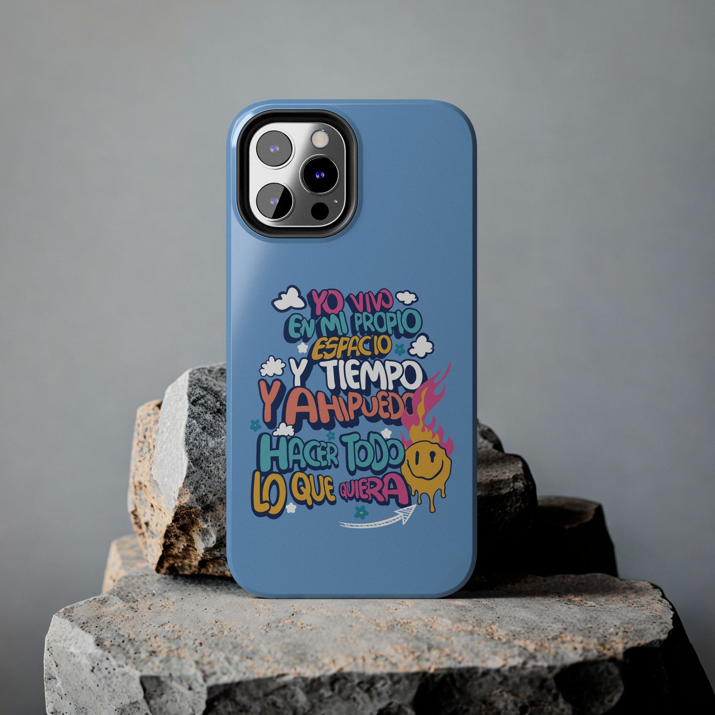 Funda para teléfono "Yo vivo en propio espacio y tiempo" - Celeste