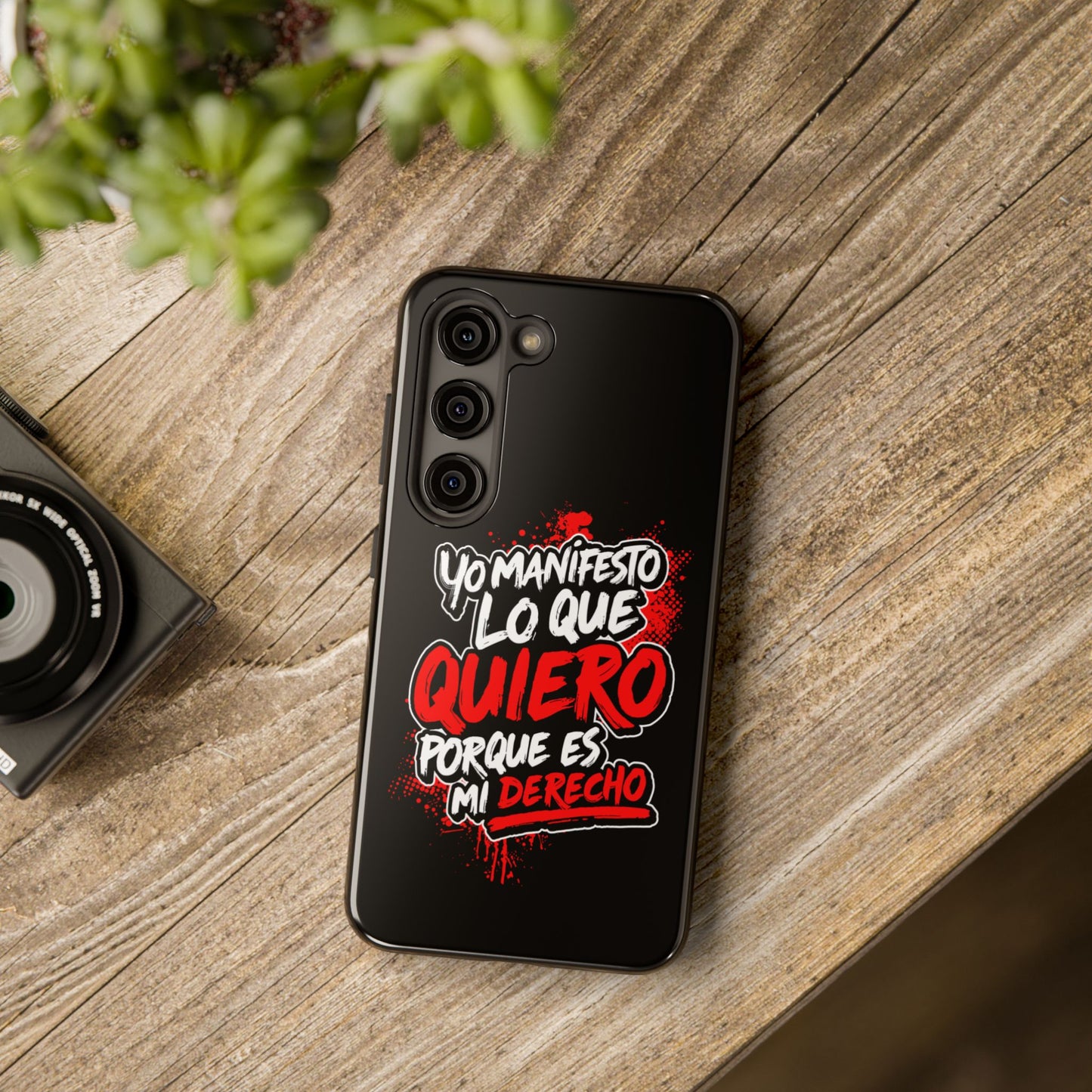 Funda para teléfono "Yo manifiesto lo que quiero" - Negro
