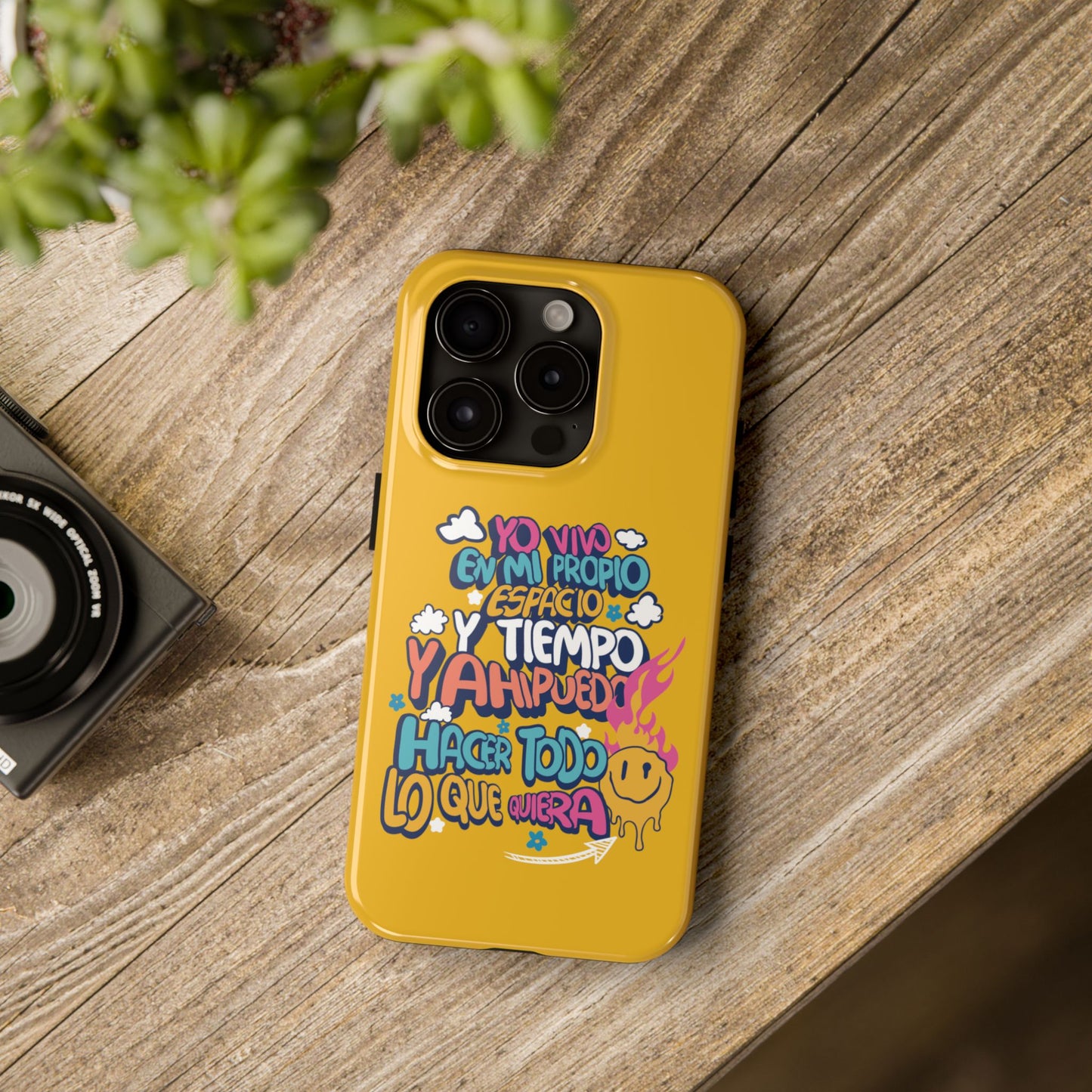 Funda para teléfono "Yo vivo en propio espacio y tiempo" - Amarillo