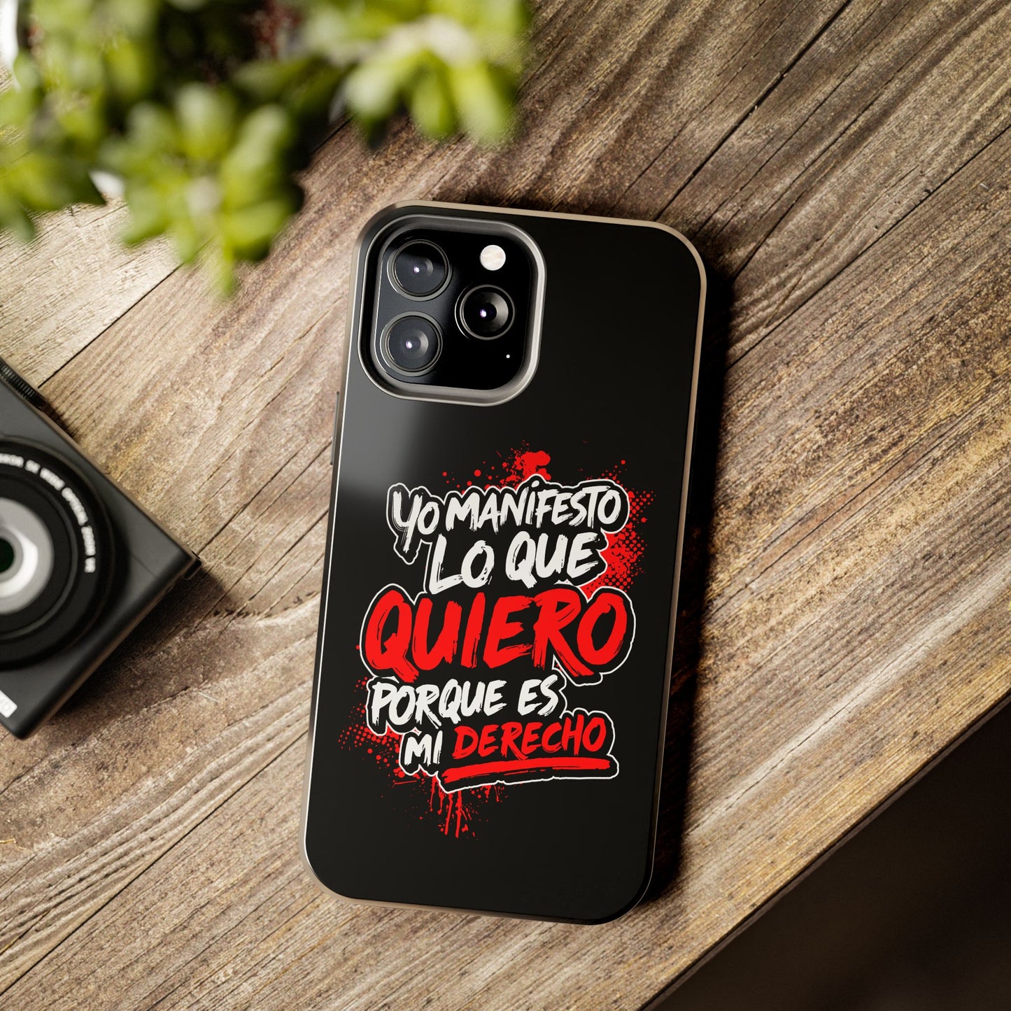Funda para teléfono "Yo manifiesto lo que quiero" - Negro