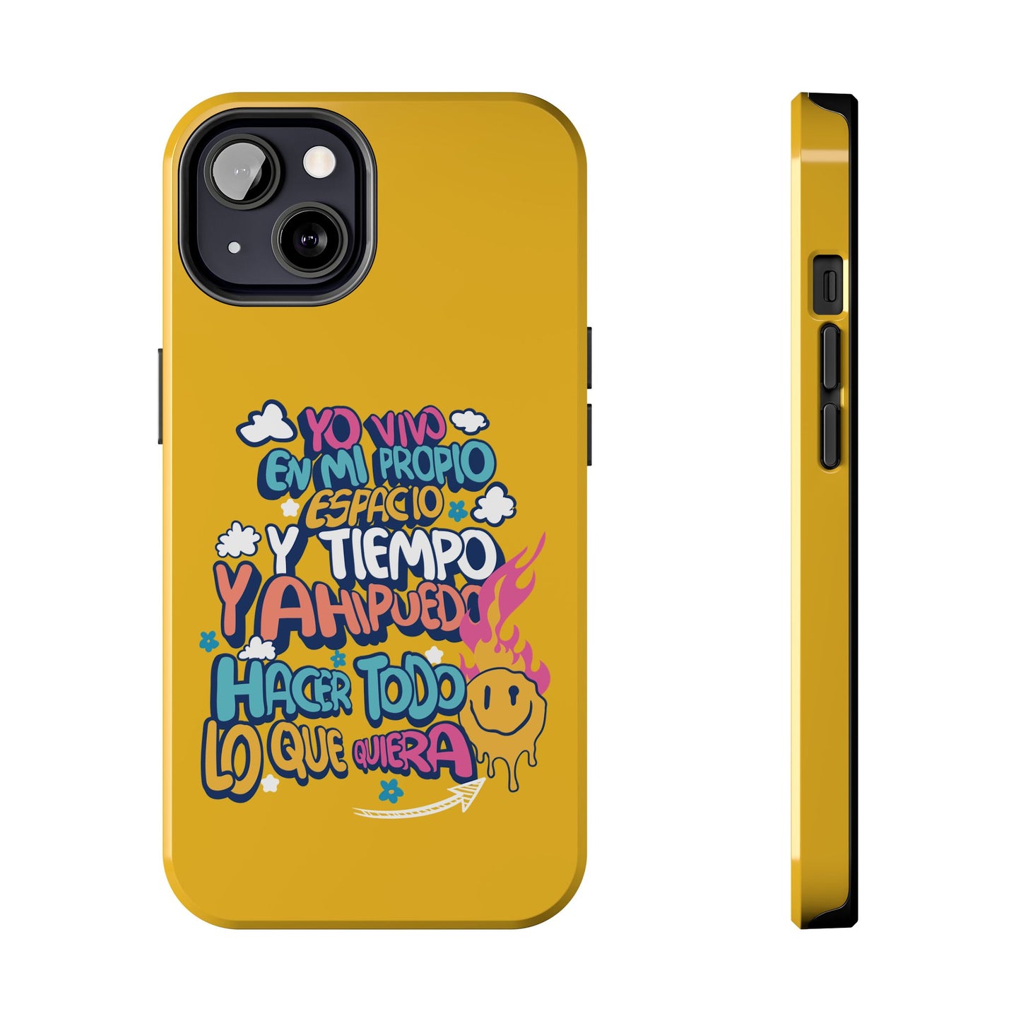 Funda para teléfono "Yo vivo en propio espacio y tiempo" - Amarillo