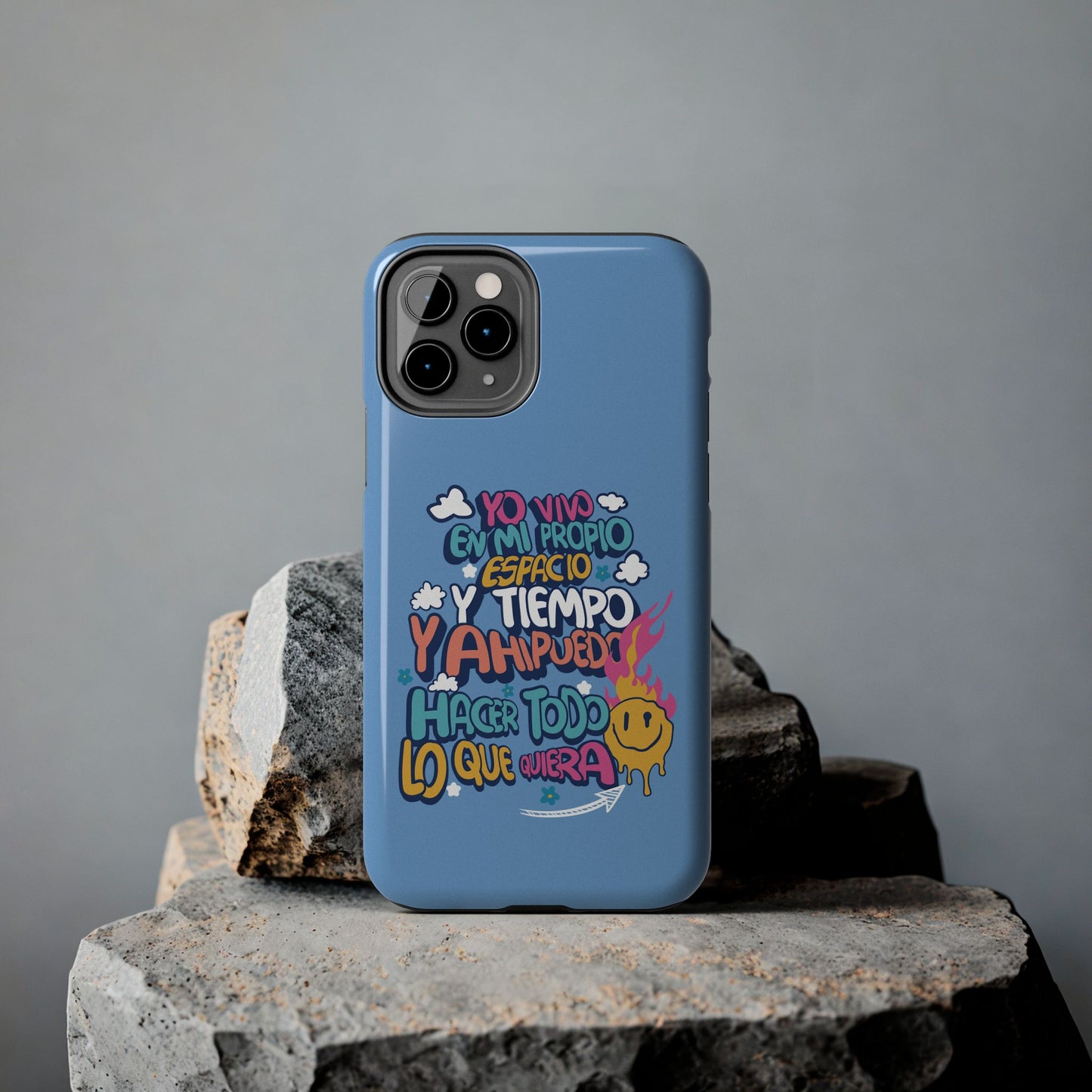 Funda para teléfono "Yo vivo en propio espacio y tiempo" - Celeste