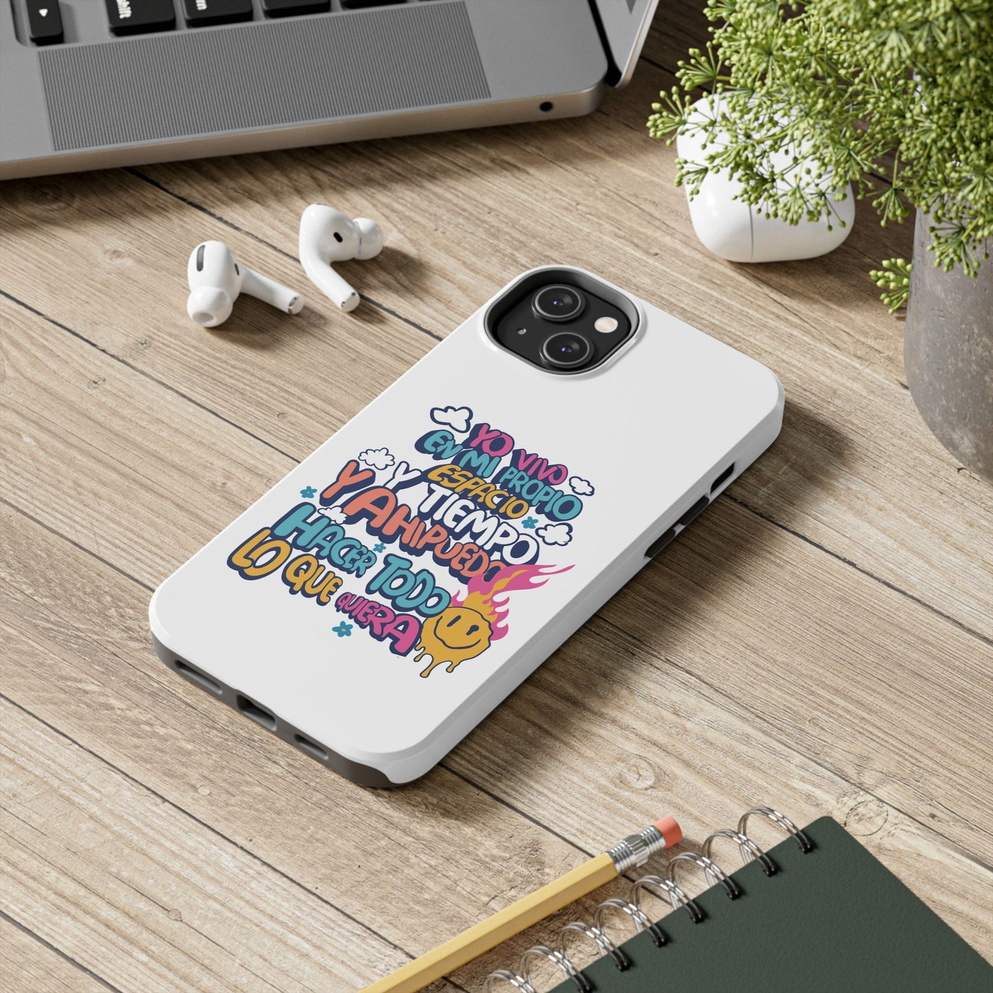 Funda para teléfono "Yo vivo en propio espacio y tiempo" - Blanco