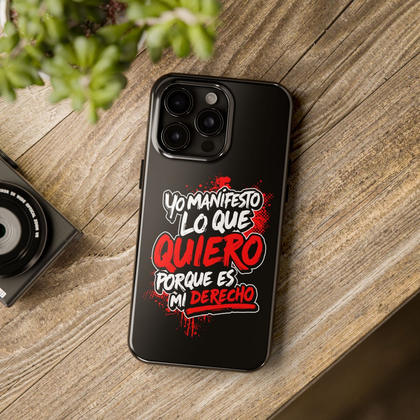 Funda para teléfono "Yo manifiesto lo que quiero" - Negro