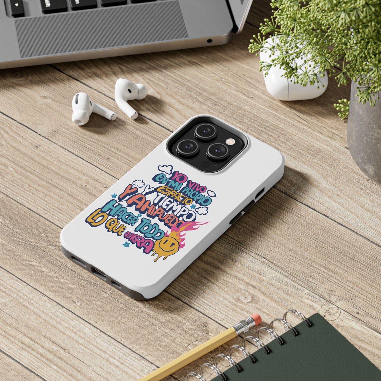 Funda para teléfono "Yo vivo en propio espacio y tiempo" - Blanco