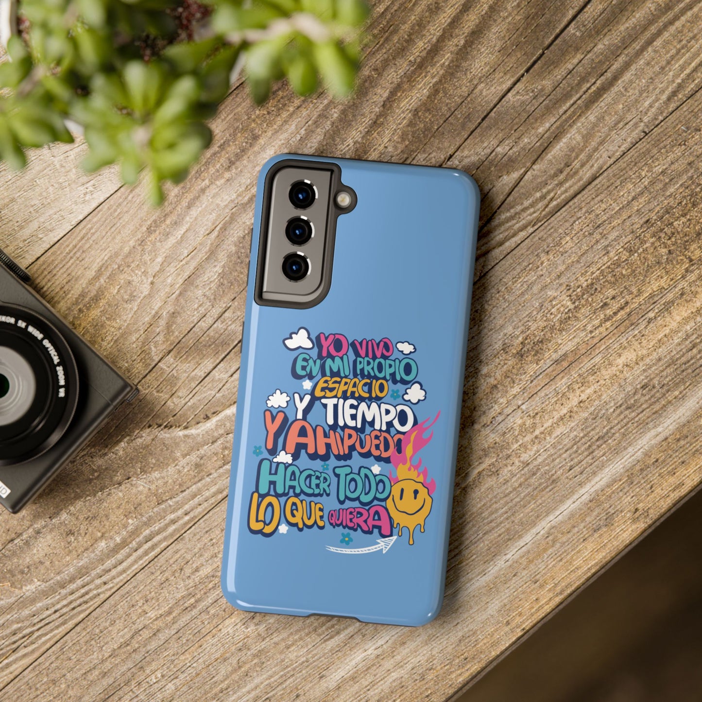Funda para teléfono "Yo vivo en propio espacio y tiempo" - Celeste