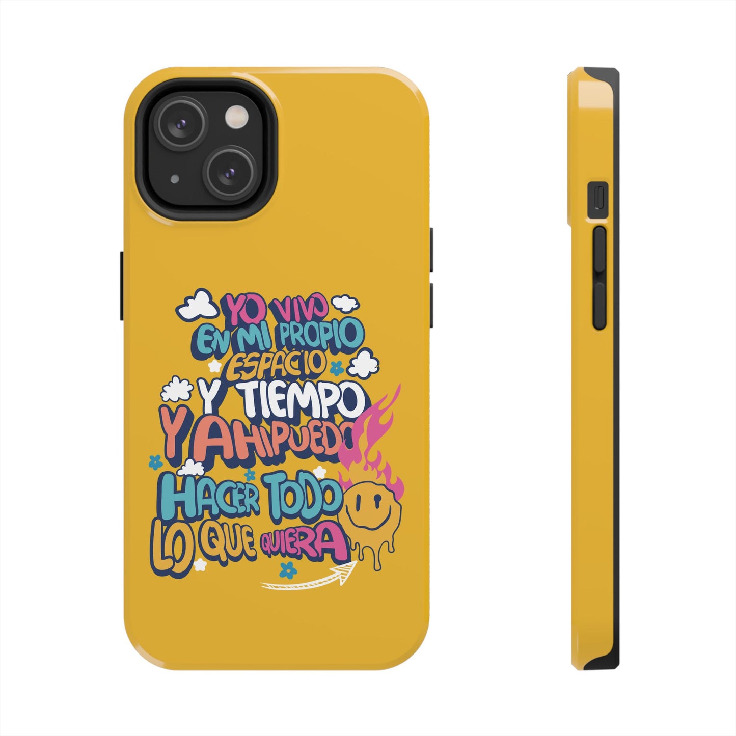 Funda para teléfono "Yo vivo en propio espacio y tiempo" - Amarillo