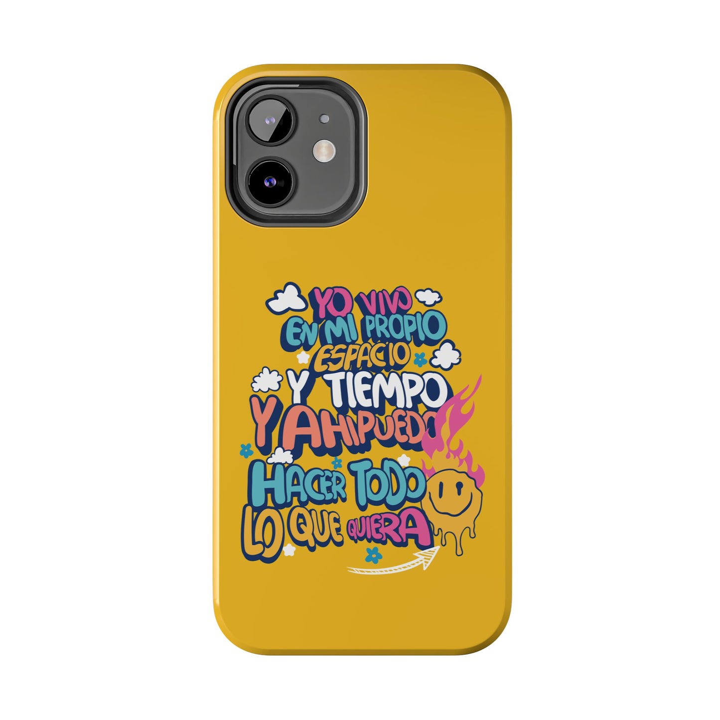 Funda para teléfono "Yo vivo en propio espacio y tiempo" - Amarillo